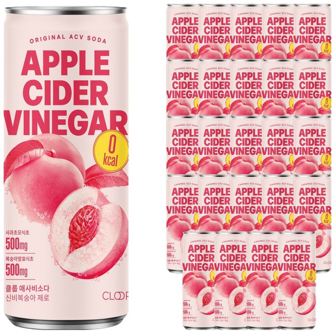 클룹 애사비소다 신비복숭아 제로 탄산음료, 24개, 250ml