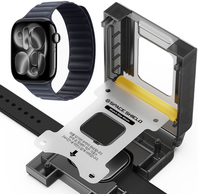 SPACE SHIELD Apple Watch 系列 Easy Press 安裝輔助工具 TPU 聚氨酯螢幕保護貼套組, 單一顏色, 1套