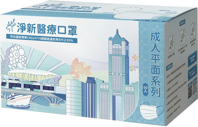 淨新科技 醫療口罩 未滅菌, 50個裝, 1組, 深藍色