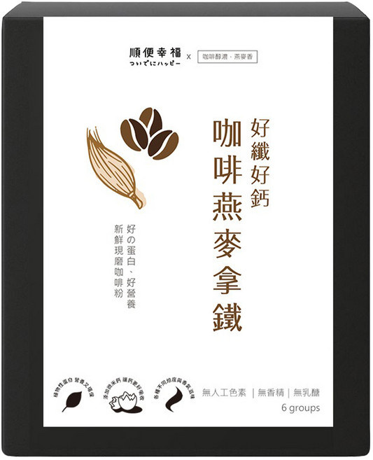 順便幸福 咖啡燕麥拿鐵隨身組 焦糖榛果濾掛 8g + 燕麥植物奶粉 30g, 38g, 6個裝, 1套