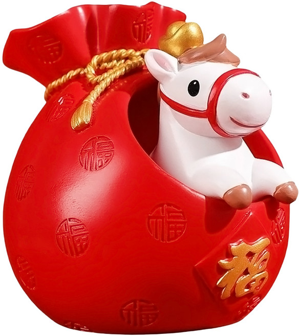 Mass 生活好物 袋袋有錢馬年生肖擺件 居家裝飾擺件 可愛馬設計 福, 混和顏色