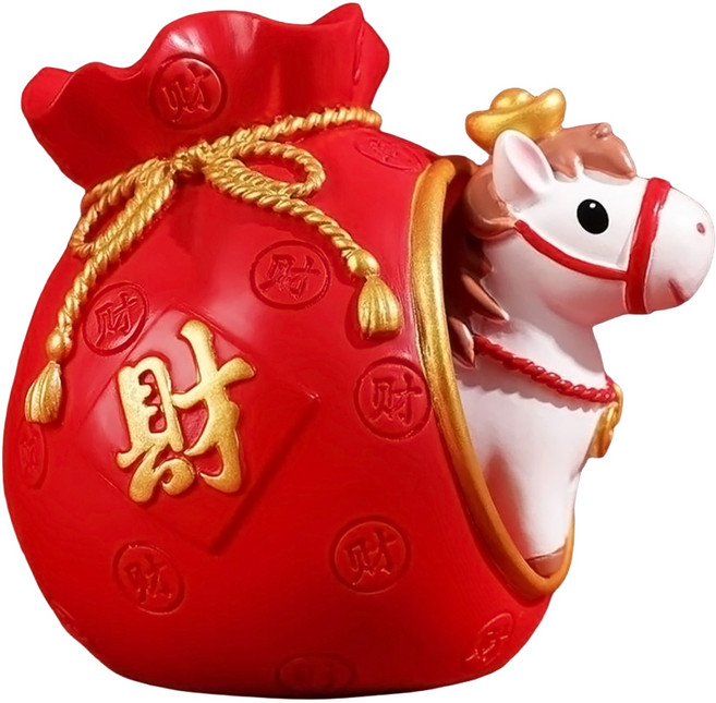 Mass 生活好物 袋袋有錢馬年生肖擺件 居家裝飾擺件 可愛馬設計 財, 混和顏色