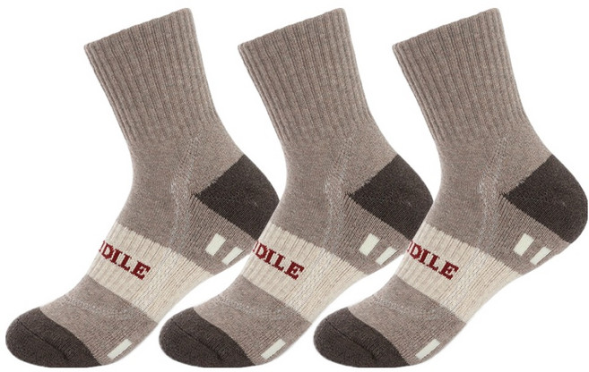 크로커다일 남성용 쿠션 스포츠 이중쿠션 메쉬통기성 흔들림방지 등산양말 CD395, 코코아, 3세트