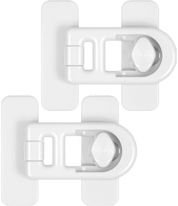 GUNU 접착식 고리형 냉장고 안전 잠금장치, 화이트, 2개
