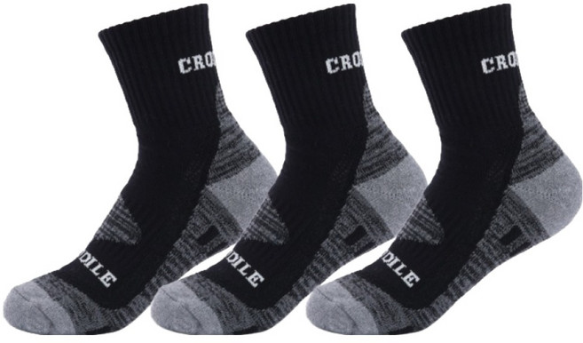 크로커다일 여성용 쿠션 스포츠 중목 이중쿠션 메쉬통기성 흔들림방지 등산양말 CD394, 블랙, 3세트
