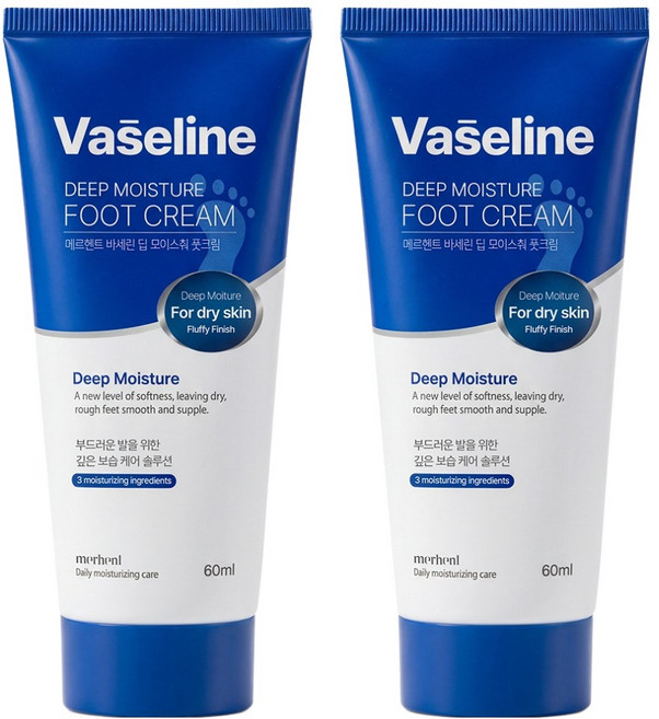 메르헨트 바세린 딥 모이스춰 풋크림, 2개입, 1세트, 60ml
