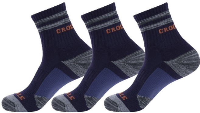 크로커다일 남성용 쿠션 스포츠 신사 중목 이중쿠션 메쉬통기성 흔들림방지 등산양말 CD396, 네이비, 3세트