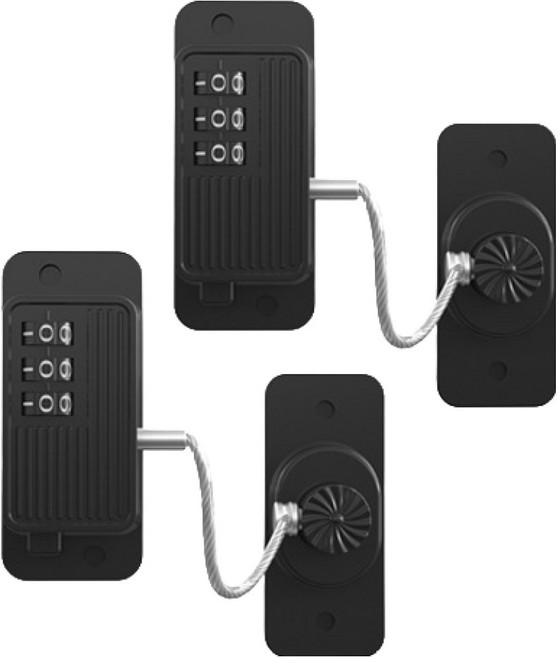 GUNU 부착형 냉장고 자물쇠 안전 시건장치, 블랙, 2개