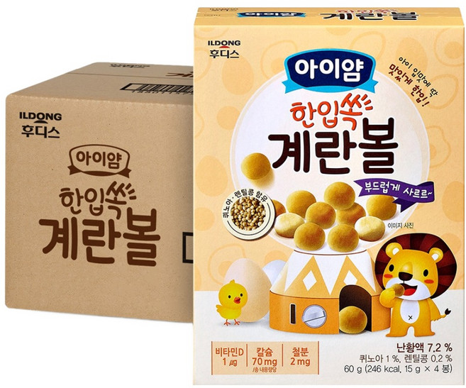 아이얌 일동후디스 한입쏙 계란볼, 10개, 60g, 계란맛
