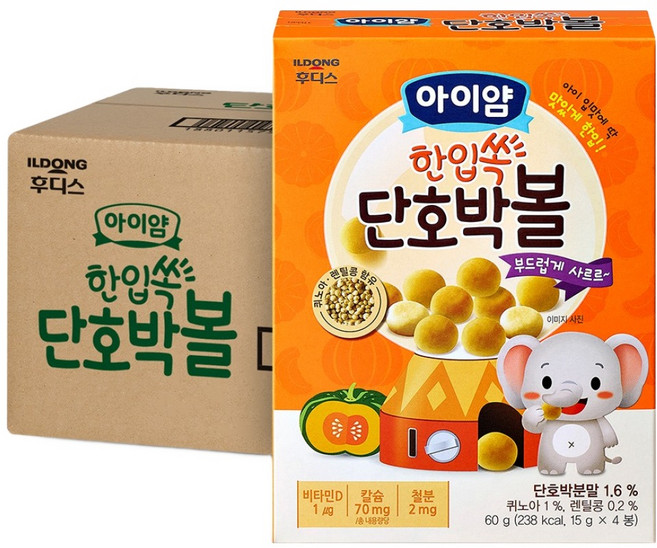 아이얌 일동후디스 한입쏙 단호박볼, 단호박맛, 60g, 10개