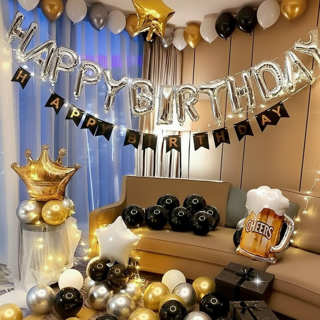 Anuro 派對生日裝飾氣球組 L002, 混合色, 1套