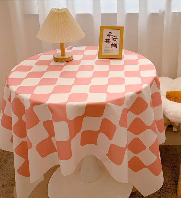 하루이 빅체크 식탁 테이블보, 핑크, 1개, 60 x 90 cm