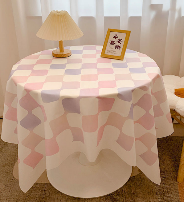 하루이 빅체크 식탁 테이블보, 파스텔, 1개, 90 x 150 cm