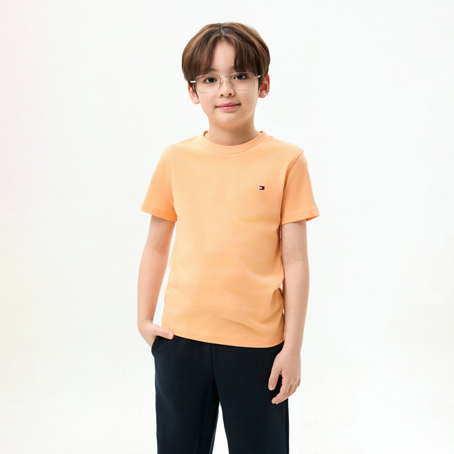 타미힐피거 키즈 남성용 에센셜 면 레귤러핏 티셔츠