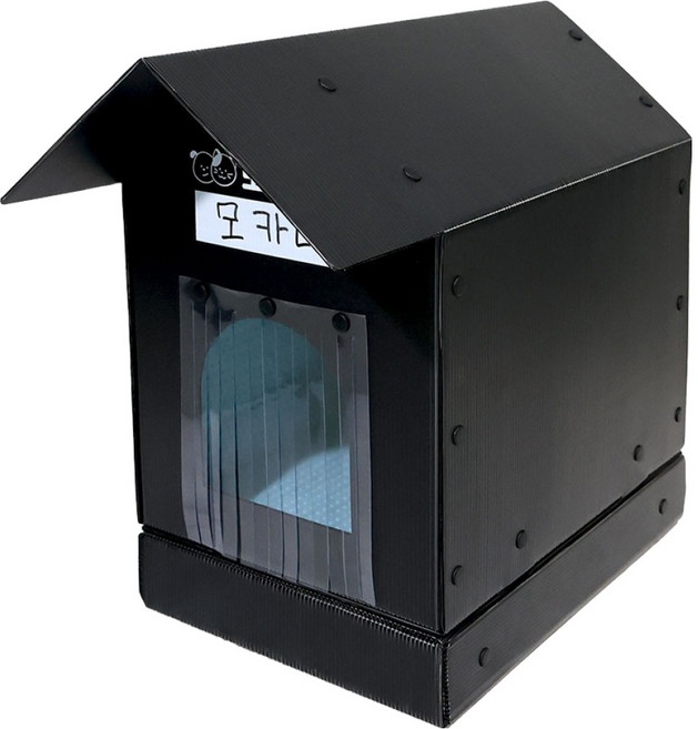 BBOSIRAEGI 貓咪 浪浪 冬季屋 戶外 防水屋 雙層, 1個, 黑色