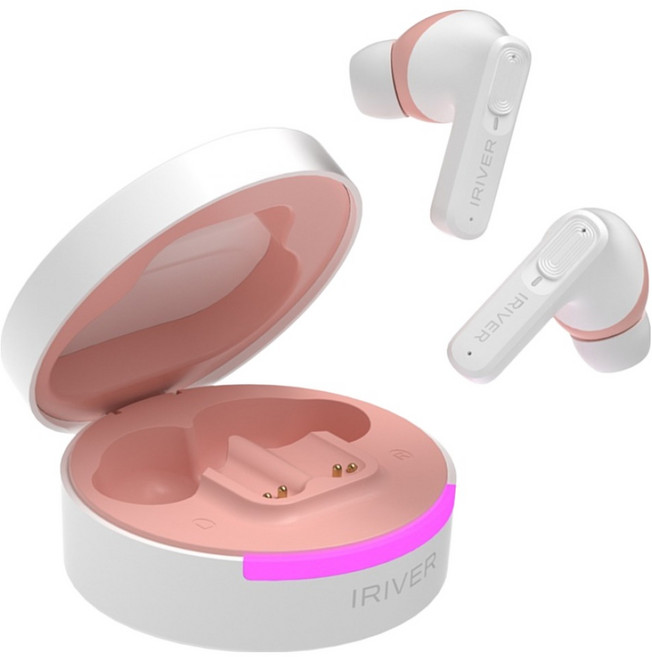 아이리버 항균처리 마카롱 버즈 저지연 ANC 노이즈 캔슬링 무선 블루투스 이어폰, MC50, WHITE SHERBET