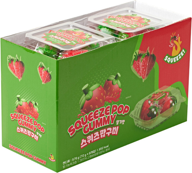 스퀴즈팝 딸기맛 구미 젤리, 8개, 72g