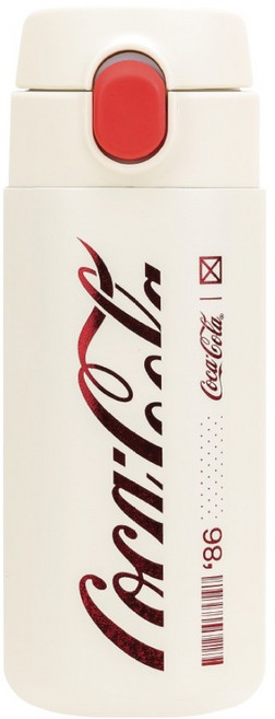 릴팡 코카콜라 더보틀 엣지 원터치 이중스텐텀블러, 크림화이트, 360ml, 1개