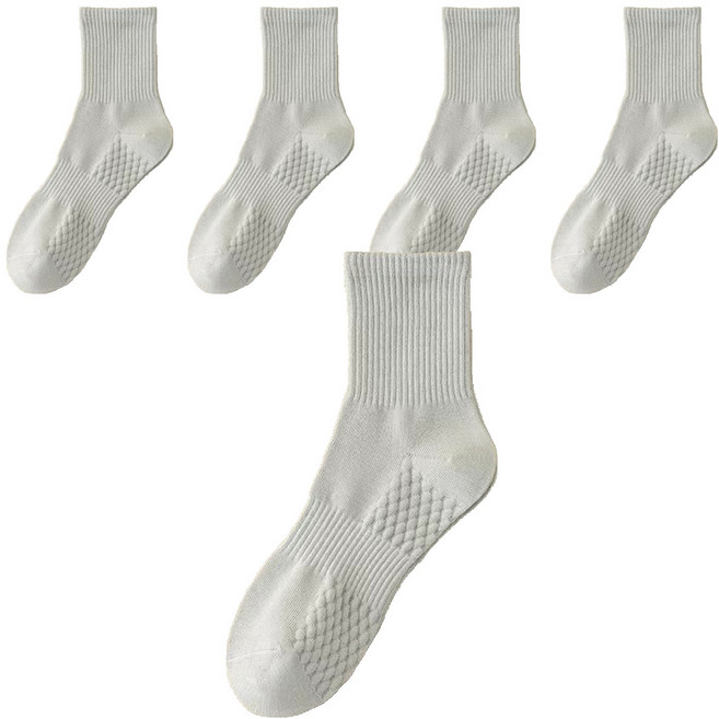 데이코지 남성용 스포츠 중목 양말, 라이트 그레이, 5개