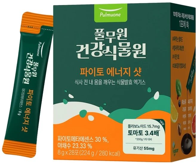 풀무원건강식물원 파이토 에너지 샷, 224g, 1개 - 쿠팡