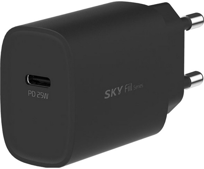 스카이 필 Q1X PD PPS C타입 초고속 충전기 어댑터 25W, 블랙, 1개