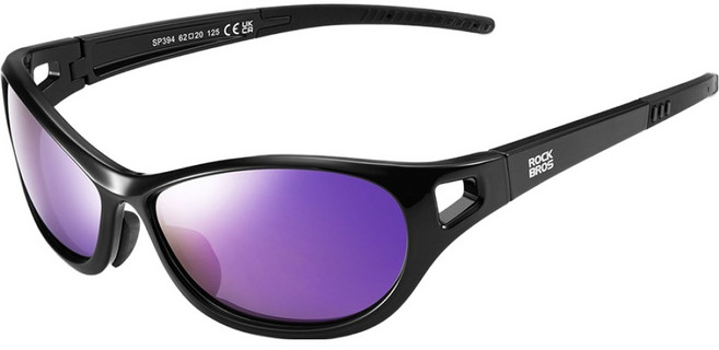 락브로스 편광 스포츠 자전거 러닝 골프 고글 SP394, 블랙(프레임) + 편광 퍼플(렌즈), 1개
