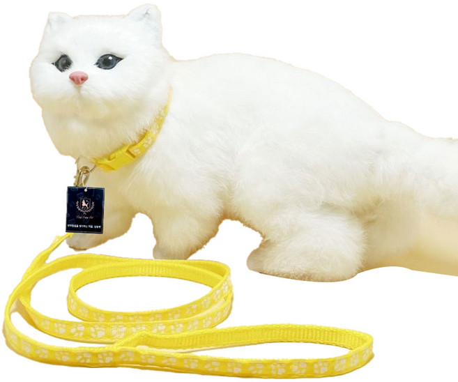 딩동펫 반려동물 발바닥 초경량 목줄 리드줄 세트, 옐로우, 1세트