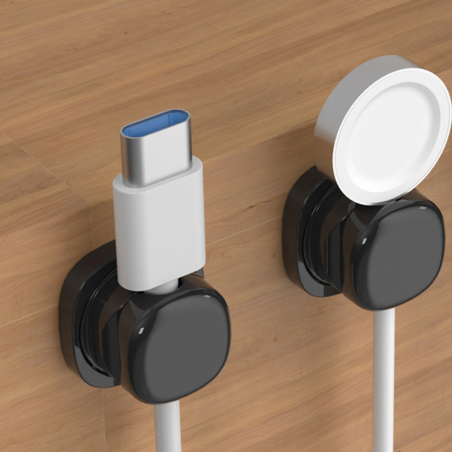 메이크마인 강력 스프링 회전 케이블 선정리 고정 클립 홀더, 블랙, 6개