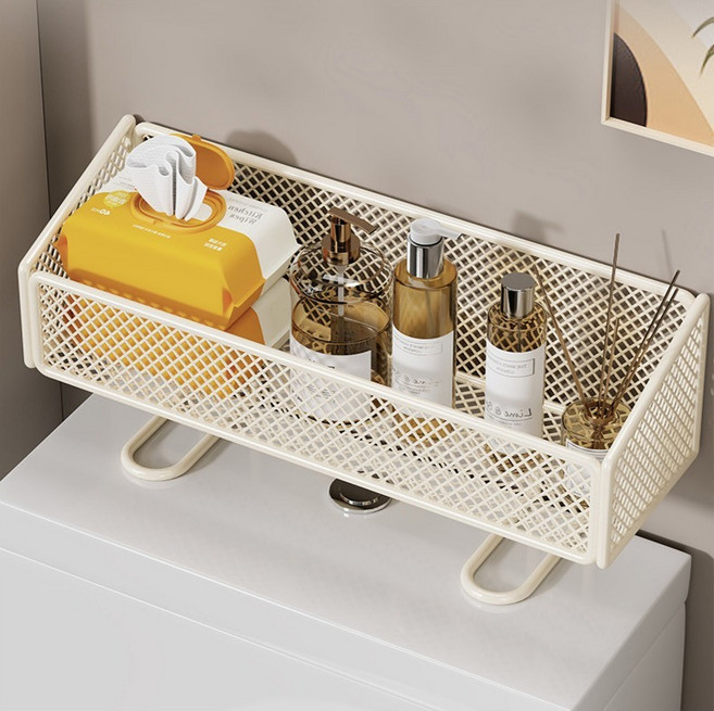 온예리 변기 위 수납 메쉬 선반, 1개, 크림