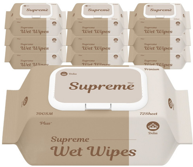 한스웰 슈프림 플러스 프리미엄 아기물티슈 캡형, 10개, 72매, 70g