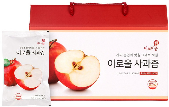 바로이즙 이로울 사과즙, 120ml, 30개