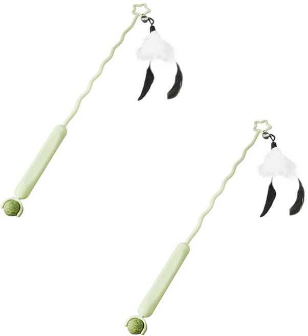 데이소이 고양이 긴 손잡이 튼튼한 장난감 ONE SIZE, 3 별 그린, 2개