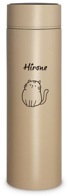 Hirone 316不鏽鋼溫度顯示保溫杯, 奶茶色, 1個, 500ml