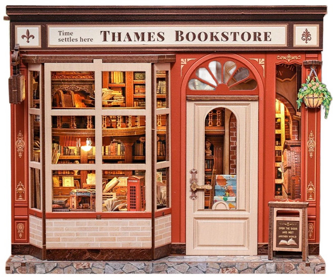 DAEHOTOYS 泰晤士書店 立體拼圖 迷你屋 DIY 套組, 混合色, 1套, 343件