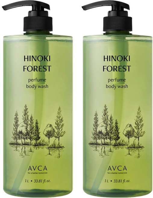 아브카 퍼퓸 대용량 바디워시 히노끼 포레스트향, 1L, 2개