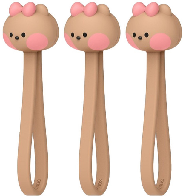 엘라고 라인프렌즈 미니니 마그네틱 케이블 타이, 초니니, 3개