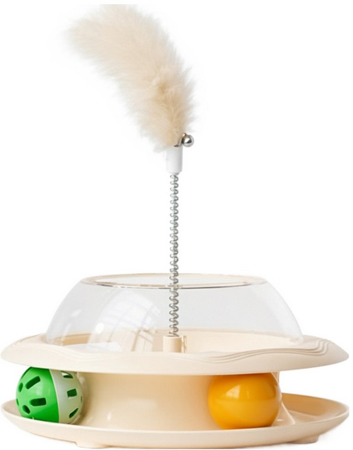 데이소이 고양이 스프링 디스펜서 깃털 장난감 ONE SIZE, 4 화이트깃털, 1개