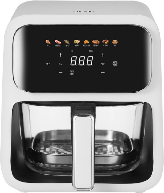 쿠쿠 글라스도어 투명 유리 바스켓 에어프라이어 4L, CAF-L0410EW, 화이트