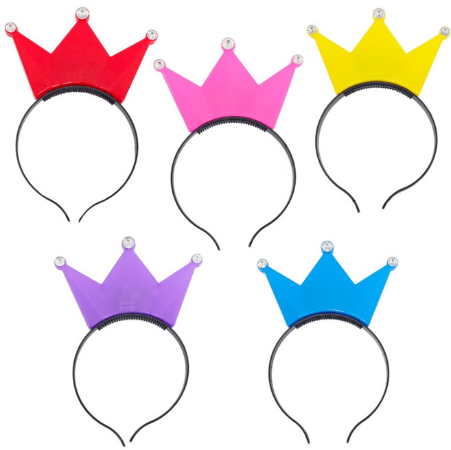 파티공구 LED램프 왕관 머리띠 5종 세트, 혼합색상, 1세트