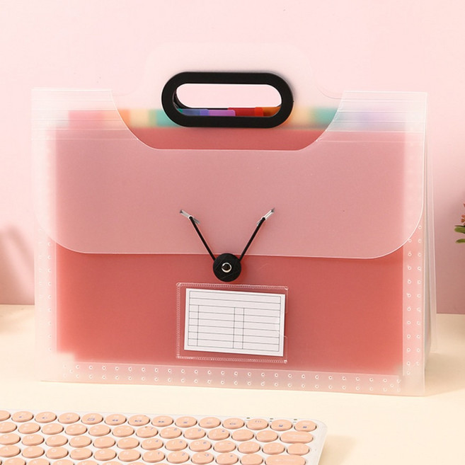 썸즈마인 컬러풀 휴대용 13홀더 아코디언파일, 투명, 1개