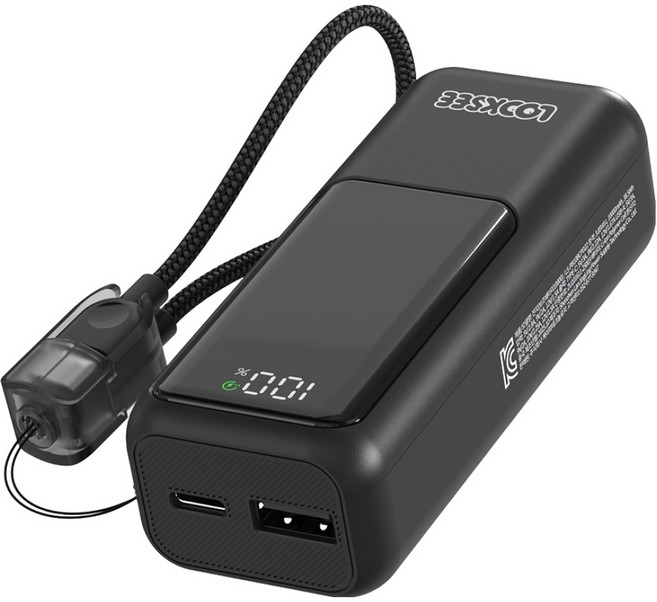 룩씨 PD 22.5W 고속충전 대용량 미니 그립 보조배터리 10000mAh + C타입 케이블 세트, 블랙, LS-PB10BCPD22