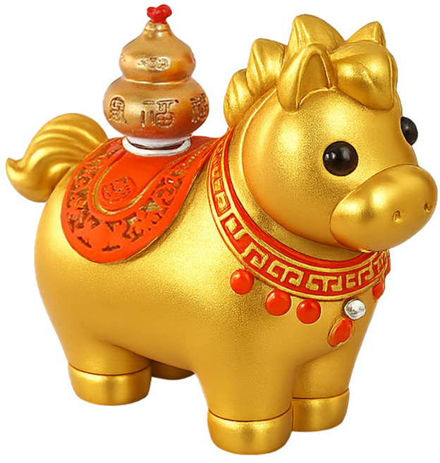 芙詩雅 吉祥物擺件 馬上有福, 金色