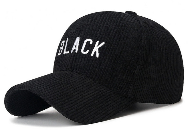 아티렐 BLACK 골덴 슬림 스포츠 야구 모자, 블랙, 1개