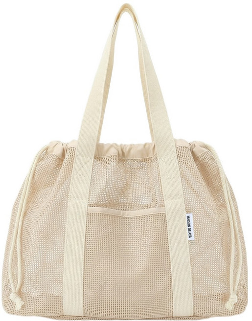 메종드아야 올메쉬 방수 속주머니 목욕 수영 가방, 아이보리