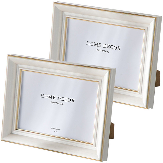 봄미르 심플 인테리어 장식 거실 탁상용 액자, 2개, 화이트