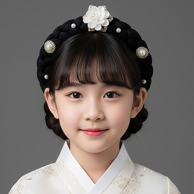 비단길 꽃비람 중전마마 가채 한복 머리띠