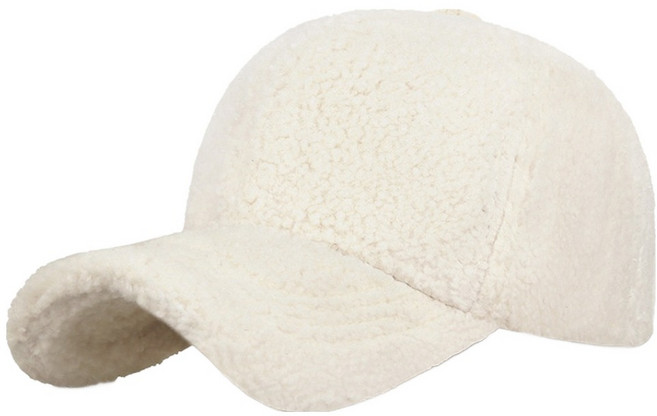 아티렐 심플 단색 뽀글이 스포츠 야구 모자, 화이트, 1개