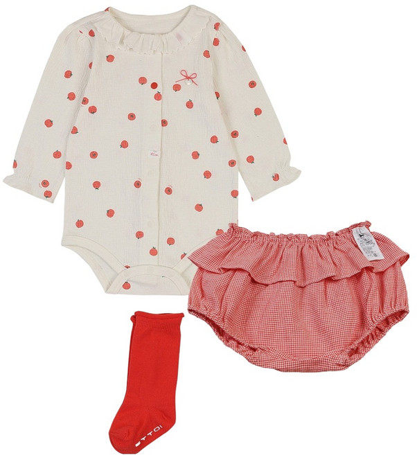 ETTOI 新生兒用 Mato 包屁衣 + 褲子 + 襪子 + 禮物包裝組 + 購物袋