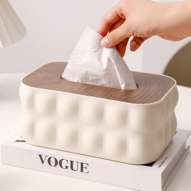 미르노아 엠보 심플모던 오브제 각티슈케이스, 크림, 1개