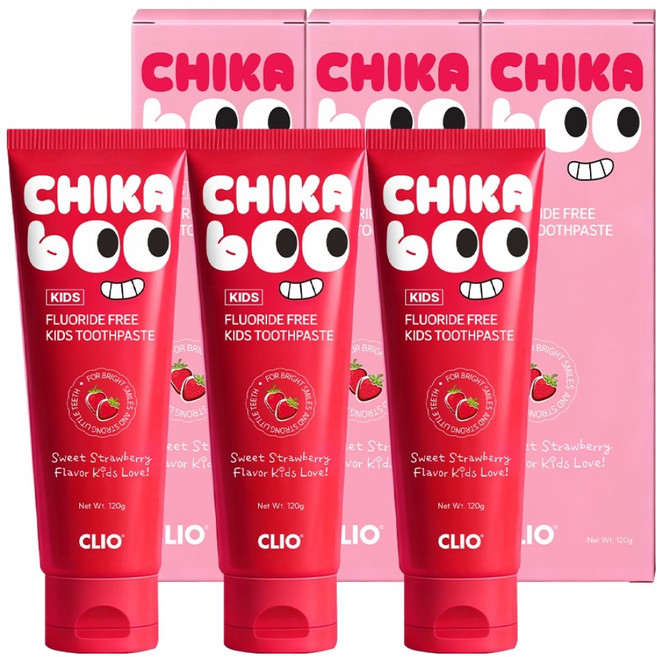 크리오 치카부 무불소 어린이 치약 딸기향, 120g, 3개